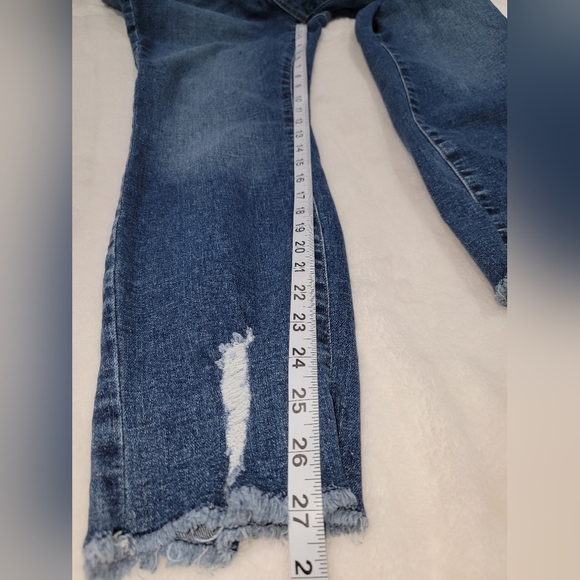 Maurices Mid Fit Blue Ankle Cropped Jeans with Distressed Hem - Picture 9 of 10
